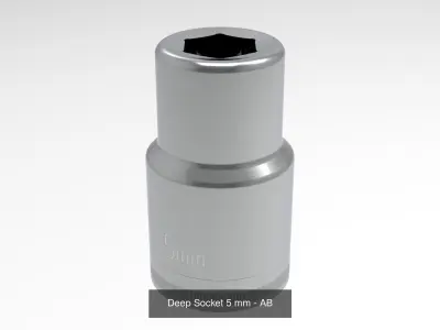 Deep Sockets from 5 to 13 mm 3D Model Pack