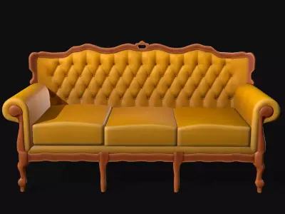 Sofa Antique Stylized Low-poly 3D model