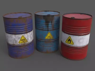 PBR Oil Drum Barrel A Low-poly 3D model