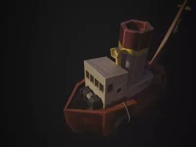 mini ship Low-poly 3D model