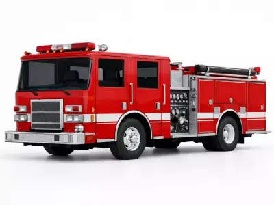 Small Town Fire Truck Compact Community Emergency Vehicle 3D model