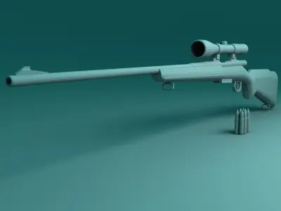 Hunting Rifle Low-poly 3D model