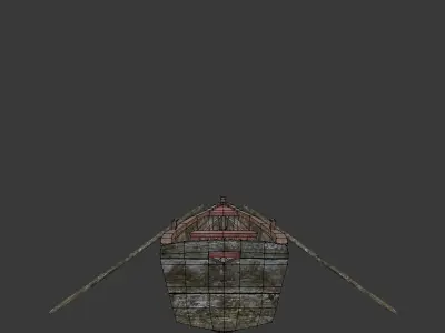 Lowpoly rowboat old wooden boat Low-poly 3D model