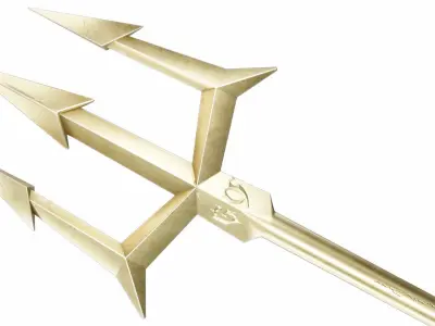 Golden trident 3D model purchase