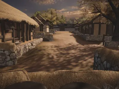 Korea Goryeo Village and Palace Low-poly 3D model