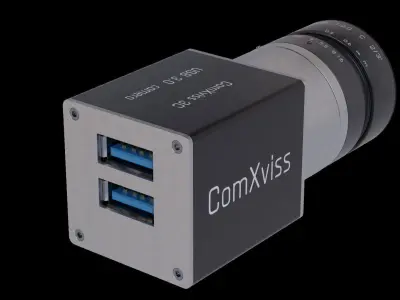 Industrial USB 3 CCTV camera with C-mount 35 mm lense 3D model