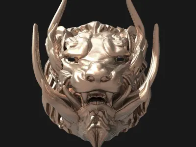 Horned lion mask Collection 3D model