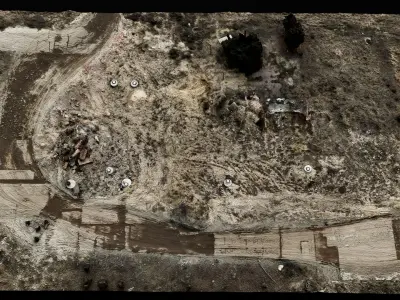 construction site terrain road debris area 150m photogrammetry Low-poly 3D model