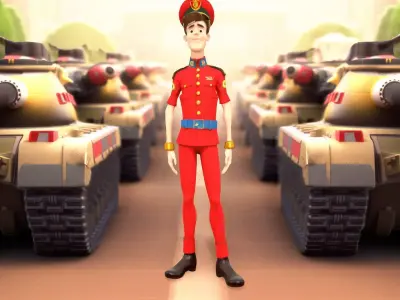Animated Officer Character model pack Low-poly 3D model