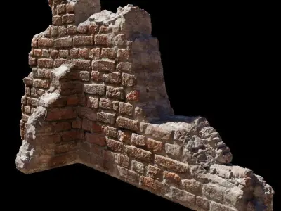 brick wall in ruins for diorama 3D model