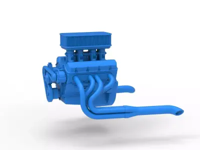 Engine of Silver Crown Car Scale 1 to 25 3D print model