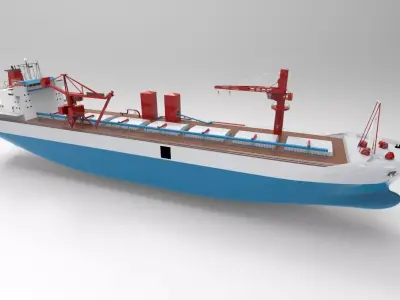 Cargo ship blue 3D model