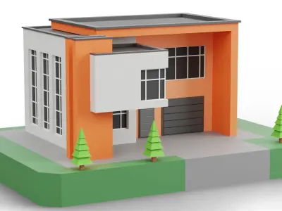 Low Poly Modern House Pack - 20 Houses 04 Free low-poly 3D model