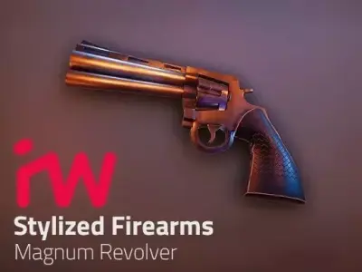 Stylized Magnum Revolver Low-poly 3D model