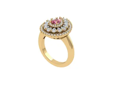 Pear  Stone Bridal Ring 3D print model get