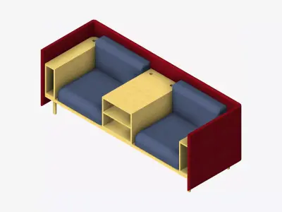 Sofa - Contemporary - Flame - Medium - Central Shelf Low-poly 3D model get