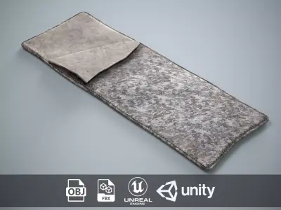 Military Sleeping Bag - Winter Pixel Bedroll Low-poly 3D model
