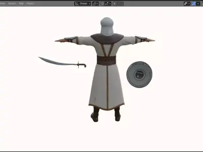 Realistic Arabian Desert Warrior 3D Model  Rigged  Game Ready Low-poly 3D model purchase