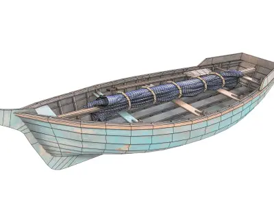 Old Boat Low-poly 3D model 3