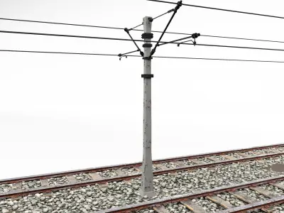 Train track poles pack 3D model