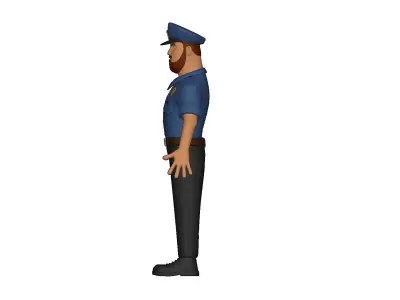 Police Cartoon Character Illustration 3D model  3D model