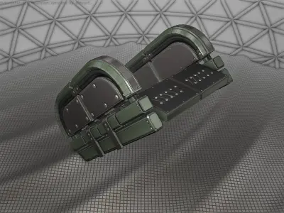 Sci-Fi Stairs - 31 - Green Version Low-poly 3D model