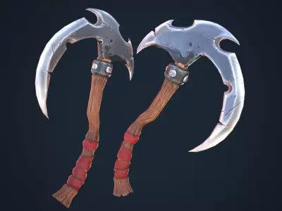 Stylized single-handed scythe weapon Low-poly 3D model