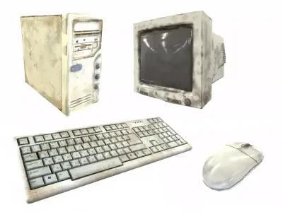 White retro vintage old pc desktop da1 3D Model Pack