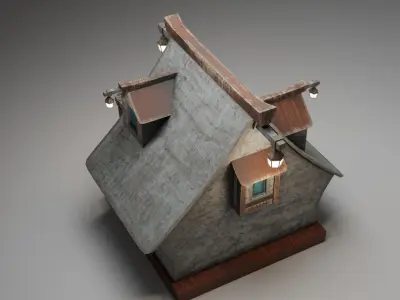 Medieval House Low-poly 3D model 4