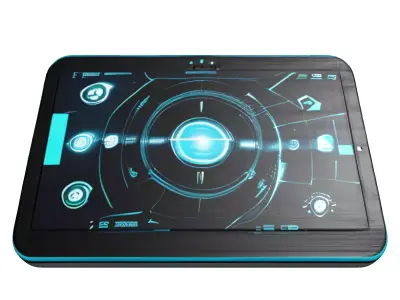 Futuristic Data Tablet with Cracked Screen 3D model