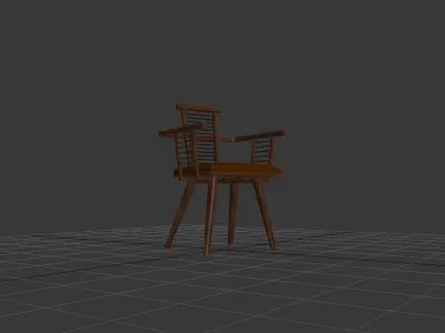 Wooden chair 3D model 5