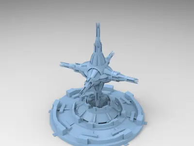 Babylon AD Sci fi garden structure fountain  Low-poly 3D model
