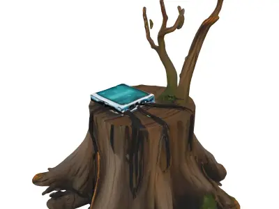 Cyberpunk Tree Stump Device Low-poly 3D model