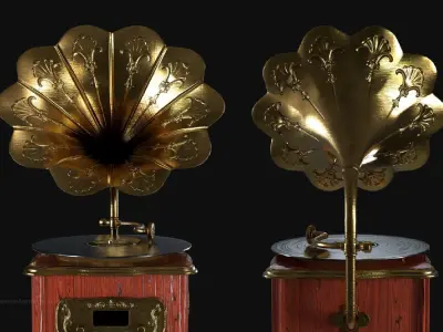 Modern Bluetooth Gramophone Low-poly 3D model