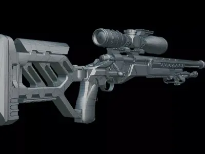 Game Ready Postapocalyptic Sniper Rifle Free low-poly 3D model