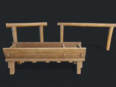 Hitching and Drinkbowl Low-poly 3D model