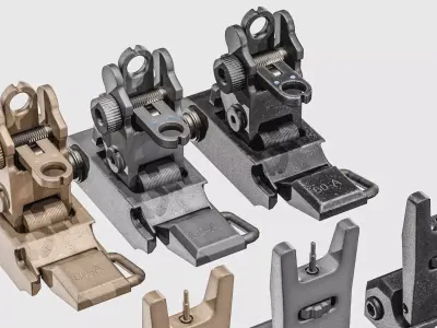 Rifles And Pistols Iron Sights pack Low-poly 3D model