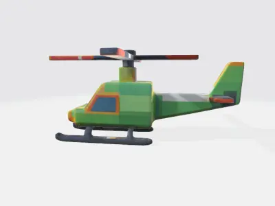  Low-Poly Simple Helicopter with vibrant solid colors Low-poly 3D model