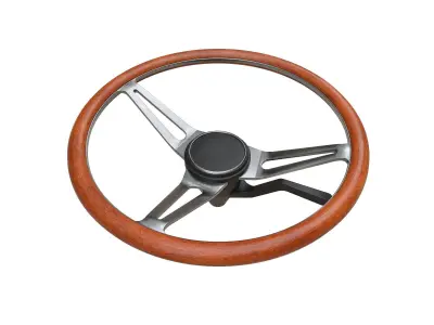 Retro Steering Wheel Low-poly 3D model