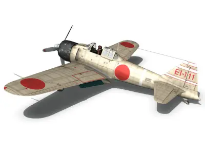 Mitsubishi A6M2 Zero - Carrier Shokaku 3D model