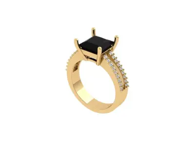 Solitaire Princess Ring 3D print model shop