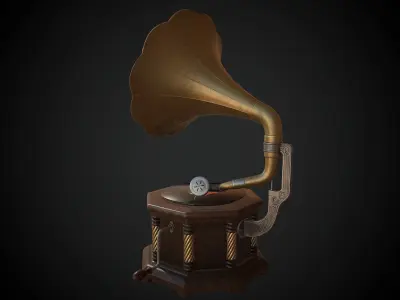 Antique Gramophone Player Low-poly 3D model