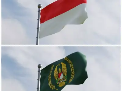 Animated Indonesia Flags 3D model