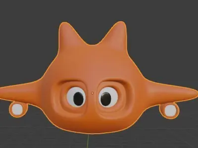 NeemoJet orange face with eyes Free low-poly 3D model