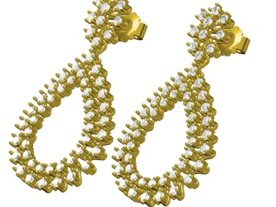 Antique Large Drop Stud Earring 3D print model