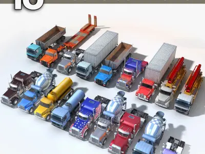 18 LOW POLY Trucks COLLECTION 3D model