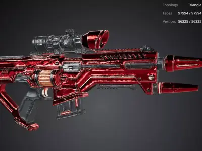Red Sci Fi Rifle 3D model purchase