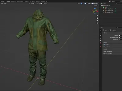 Male Hunting Outfit Low-poly 3D model
