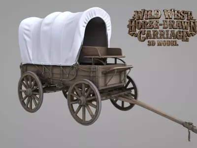 Wild West horse-drawn carriage 3D model  Low-poly 3D model