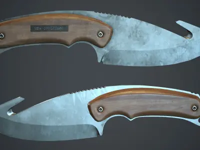 Steel Gut Knife PBR Game Ready Low-poly 3D model